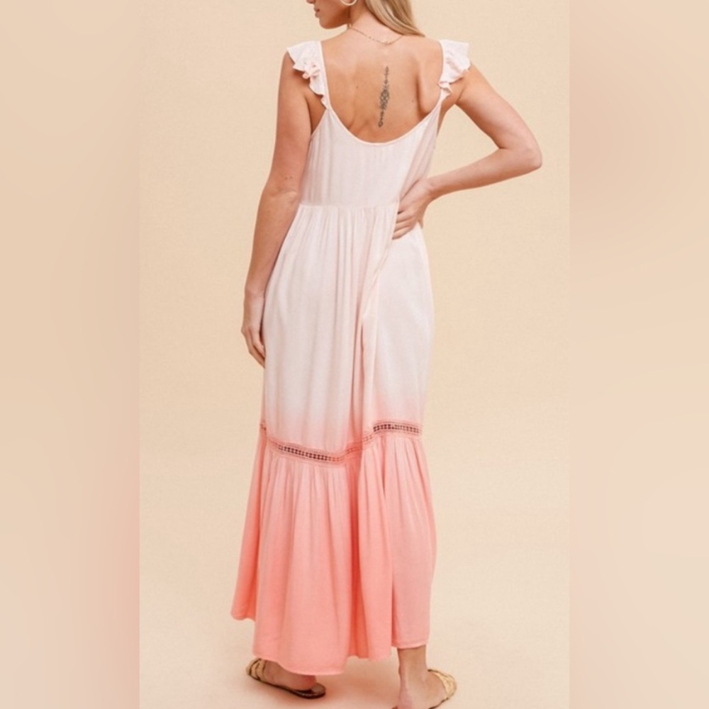 Hem & Thread Dip Dyed Ruffle Maxi Dress, size M, NEW WITH TAGS - Picture 3 of 11